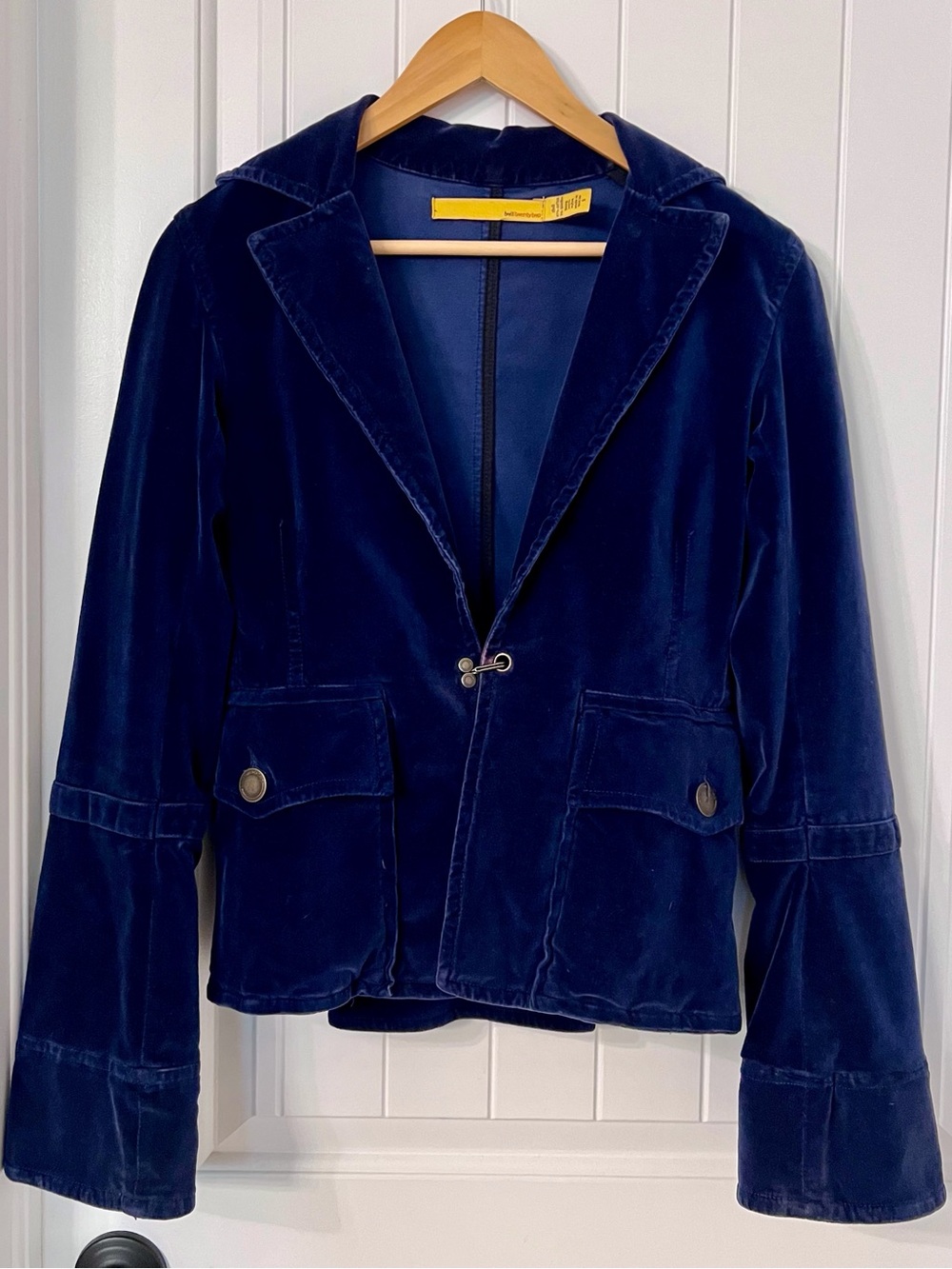 Twenty Navy Velvet Blazer with Toggle Closure